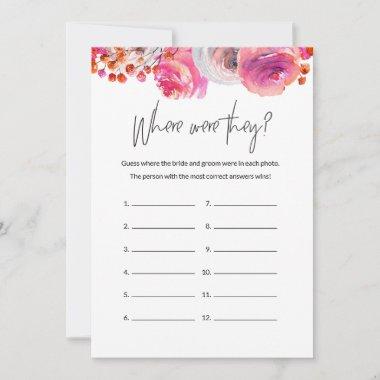Bridal Shower Where Were They Game Floral Invitations