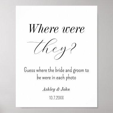 Bridal Shower Where were they Wedding Games Poster