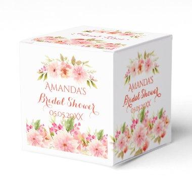 Bridal shower white blush pink thank you favor boxes