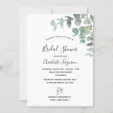 Bridal Shower white eucalyptus greenery elegant Invitations