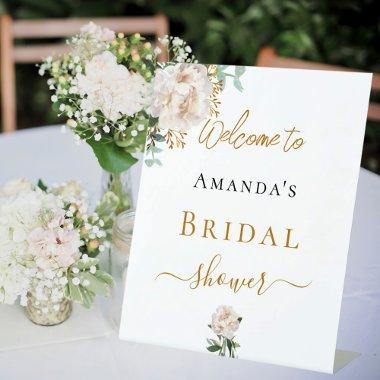 white floral eucalyptus welcome Pedestal Sign