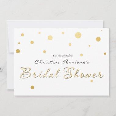 BRIDAL SHOWER White Gold Foil Modern Invitations Invite