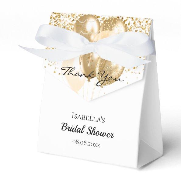 Bridal Shower white gold glitter balloon thank you Favor Box