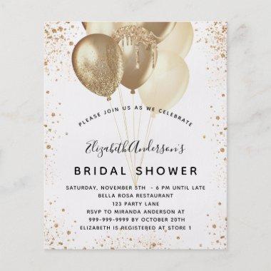 Bridal Shower white gold glitter balloons budget Flyer