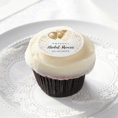 Bridal Shower white gold glitter balloons name Edible Frosting Rounds