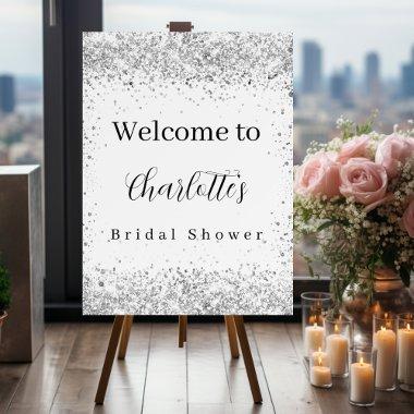 white silver confetti script welcome Foam Board