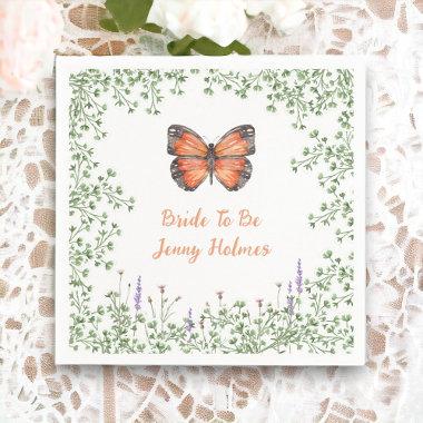 Wildflower Orange Butterfly Greenery Napkins