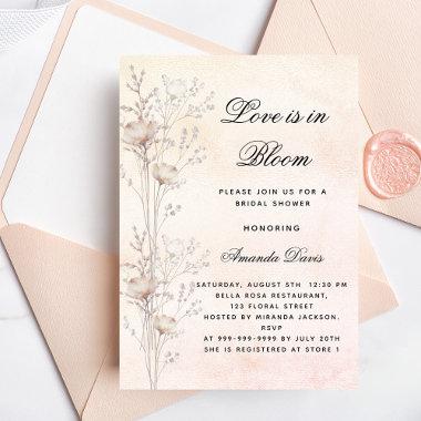 Bridal shower wildflowers love in bloom blush invitation postInvitations