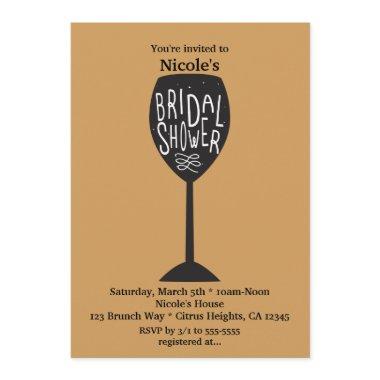 BRIDAL SHOWER Wine Glass ANY COLOR Invitations