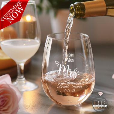 Bridal Shower Wine Pun Stemless Wine Glass