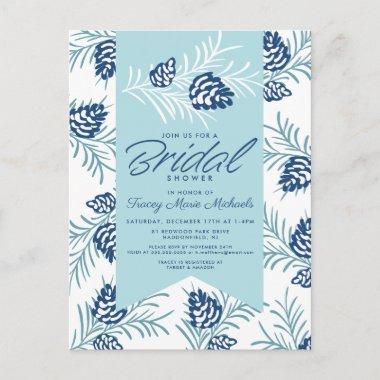 BRIDAL SHOWER | Winter Blue Pine Cones PostInvitations