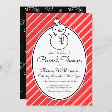 BRIDAL SHOWER | Winter Snowman Candy Cane Invitations