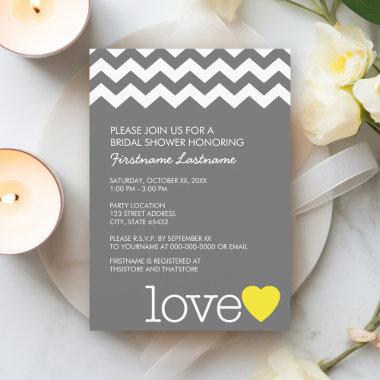 Bridal Shower with modern chevrons and heart Invitations