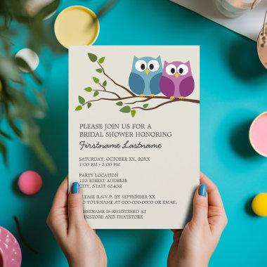 Bridal Shower with Owl Couple on Branch Invitations