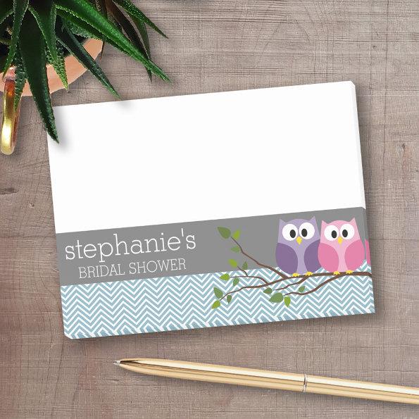Bridal Shower with Owl Couple on Branch Post-it Notes