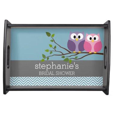 with Owl Couple on Branch Serving Tray