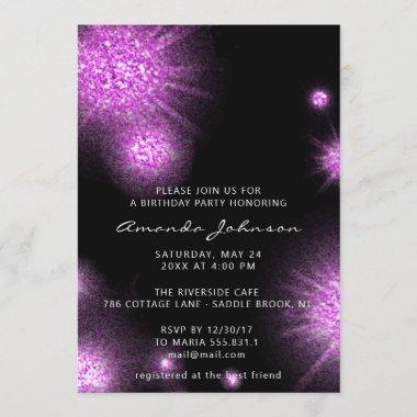 Bridal Sweet 16th 15th Birthday Glitter Pink Black Invitations
