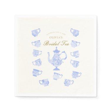 Bridal Tea Blue China White Lace Script Shower Napkins