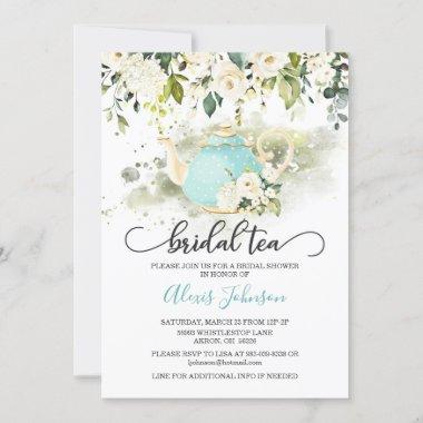 Bridal Tea Bridal Shower Invitations - Blue WC