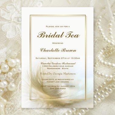 Bridal Tea Elegant Gold Feather