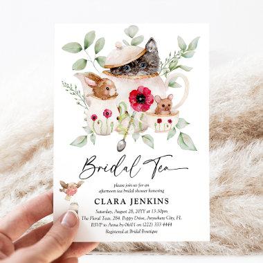 Bridal Tea Party Animals & Greenery Bridal Shower Invitations