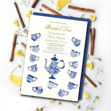 Bridal Tea Party Chinoiserie Lace Navy Shower Invitations