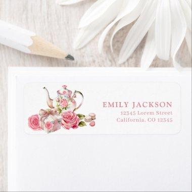 Bridal tea party pink  return address label