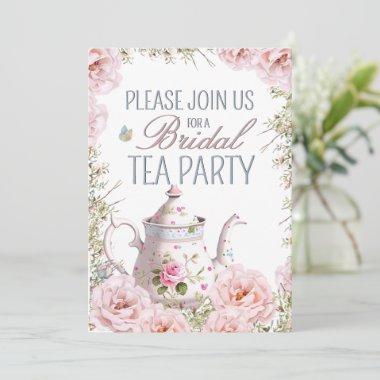Bridal Tea Party Teapot Teacups Wedding Brunch  Invitations