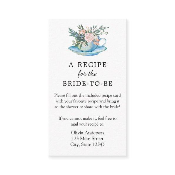 Bridal Tea Recipe Request Enclosure