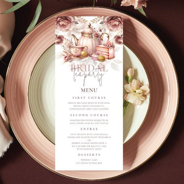 Bridal Tea Shower Pastel Pink Gold Custom Menu