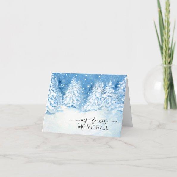 Bridal Thank You Note Snowy Winter Forest Trees