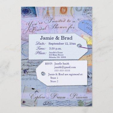 Bridal Travel Shower Theme in light blue Invitations