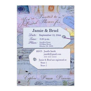 Bridal Travel Shower Theme in light blue Invitations