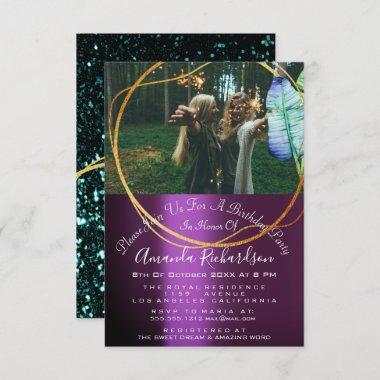 Bridal Tribe Shower Sweet 16th Photo Glitter Woodl Invitations