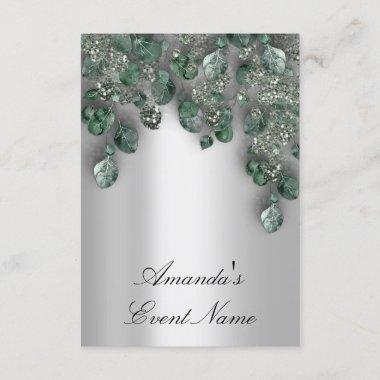Bridal Weddi Glitter SmokyGray Eucalyptus Greenery Invitations
