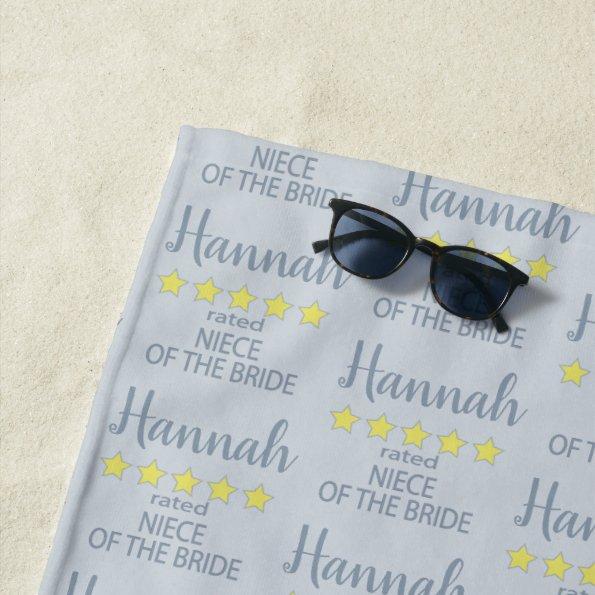 Bridal & Wedding Party 5 Star Niece of Bride Beach Towel