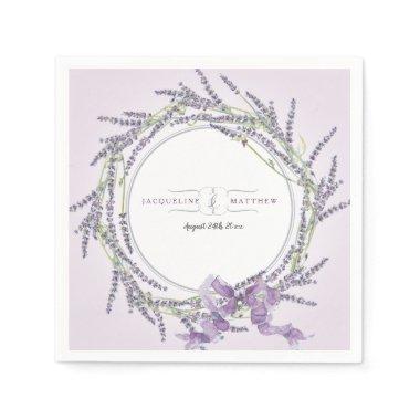 Bridal Wedding Shower Watercolor Lilac Lavender Napkins