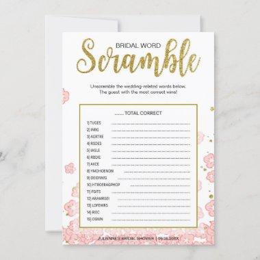 Bridal Word Scramble Game | Pink and Gold Glitter