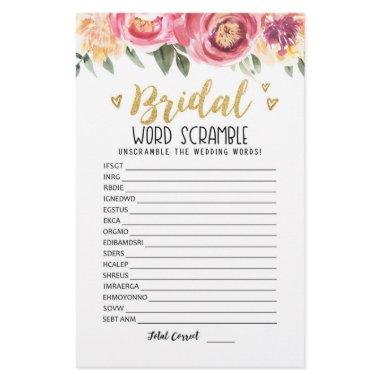 Bridal word scramble game with Answers