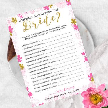 Bridal Word Scramble | Pink Gold Floral Invitations