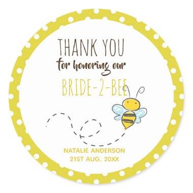Bride 2 BEE Cute Yellow Polkadot Bridal Shower Classic Round Sticker