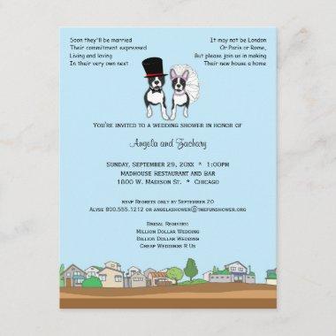Bride And Groom Boston Terrier Wedding Shower Invitations