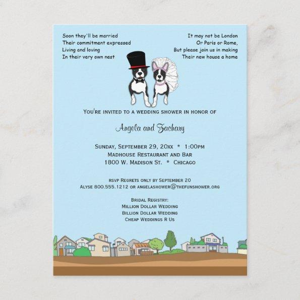 Bride And Groom Boston Terrier Wedding Shower Invitations