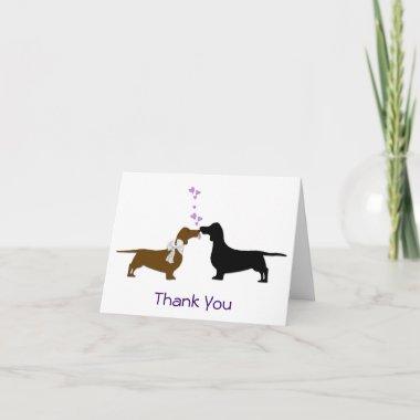 Bride and Groom Dachshunds Wedding Thank You Invitations