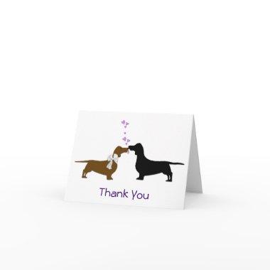 Bride and Groom Dachshunds Wedding Thank You Invitations