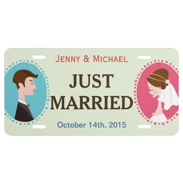 Bride and Groom Just Married - Personalized License Plate