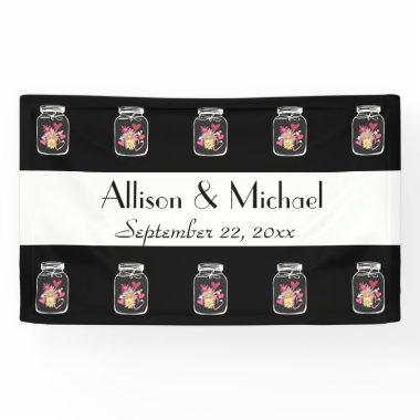 Bride and Groom Mason Jars Choose Your Color Banner