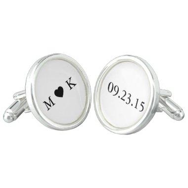 Bride and Groom Monogram - Simple Elegant Wedding Cufflinks