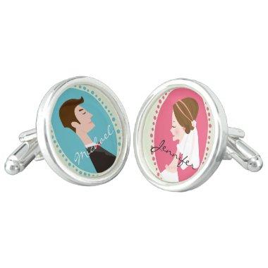 Bride and Groom - Personalized Wedding Cufflinks