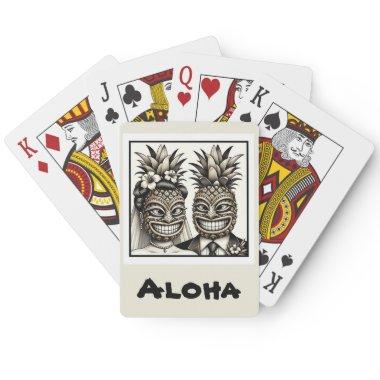 Bride and Groom Pineapple Tiki Head Wedding Favor Poker